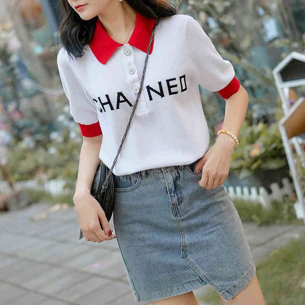 women's polos lapel letter jacquard red and white contrast color short sleeve aging polo collar women's blouse ice silk casual kni
women's polos lapel letter jacquard red and white contrast color short sleeve aging polo collar women's blouse ice silk casual kni