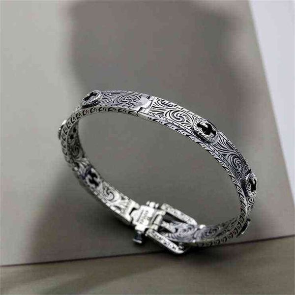 50% off online guqichao personalized fashion silver old belt type openable lovers' engraved pattern bracelet, Black
50% off online guqichao personalized fashion silver old belt type openable lovers' engraved pattern bracelet, Black
