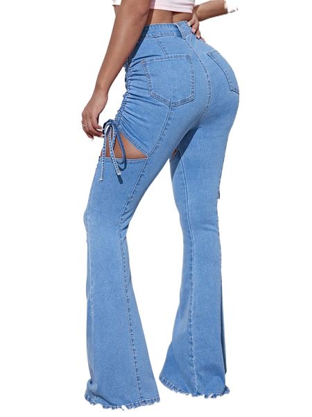 sxy ruched detail cut out flared leg jeans x3rw#, Blue
sxy ruched detail cut out flared leg jeans x3rw#, Blue