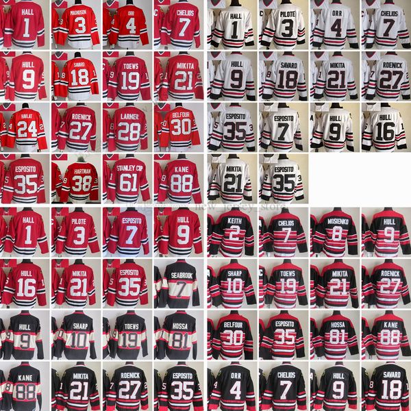 1926-1999 movie retro ccm hockey jersey stitched 1hall 3pilote 7chelios 9hull 21mikita 35esposito 27roenick 88kane 18savard 4orr 10sharp 19t, Black
1926-1999 movie retro ccm hockey jersey stitched 1hall 3pilote 7chelios 9hull 21mikita 35esposito 27roenick 88kane 18savard 4orr 10sharp 19t, Black