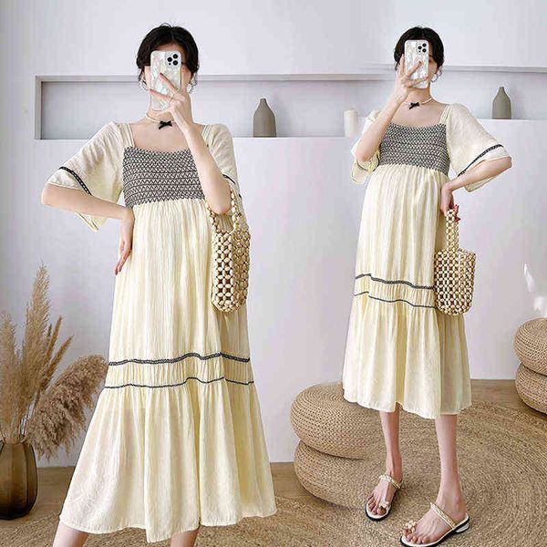 fashion small fresh square neck maternity dress 2022 summer new chiffon high waist maternity dress g220418, White
fashion small fresh square neck maternity dress 2022 summer new chiffon high waist maternity dress g220418, White