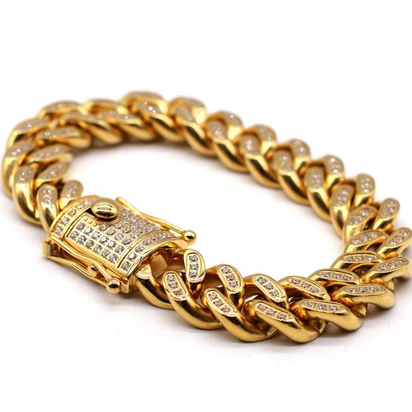 hip hop stainls steel bracelet domineering gold diamond cuban chain men's bracelet accsori, Golden;silver
hip hop stainls steel bracelet domineering gold diamond cuban chain men's bracelet accsori, Golden;silver