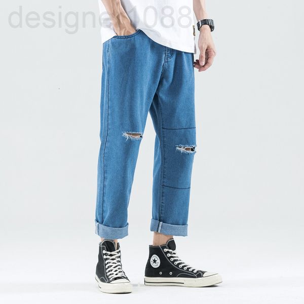 men's jeans designer handsome t ripped jeans rotten feet men's ins straight tube fashion brand street trend dad pants hip hop nine, Blue
men's jeans designer handsome t ripped jeans rotten feet men's ins straight tube fashion brand street trend dad pants hip hop nine, Blue