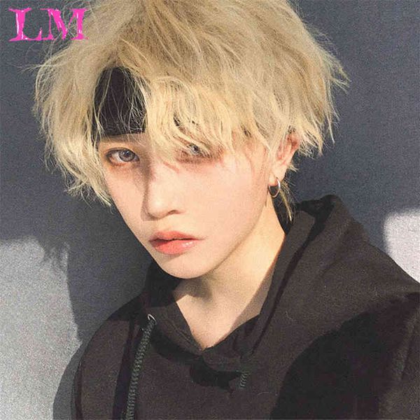 short curly cosplay men boy party light yellow synthetic heat resistant hair wigs men's breathable wig 220712, Black;brown
short curly cosplay men boy party light yellow synthetic heat resistant hair wigs men's breathable wig 220712, Black;brown
