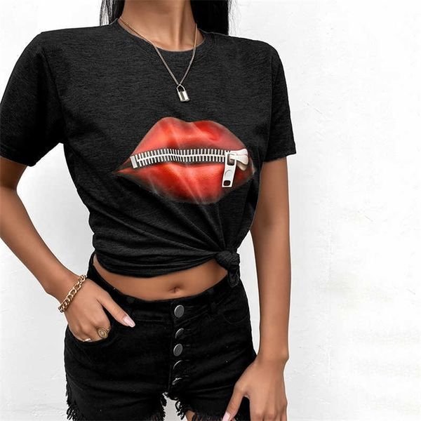 summer women fashion casual o neck tshirts summer tee tee-shirt zipper lip print short sleeve casual t-shirt 210716, White
summer women fashion casual o neck tshirts summer tee tee-shirt zipper lip print short sleeve casual t-shirt 210716, White