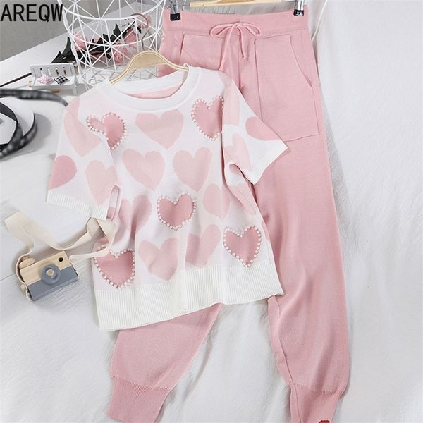 women 2 piece sets spring summer clothes womens knit outfits love heart short sleeve t-shirt pants 210302, White
women 2 piece sets spring summer clothes womens knit outfits love heart short sleeve t-shirt pants 210302, White