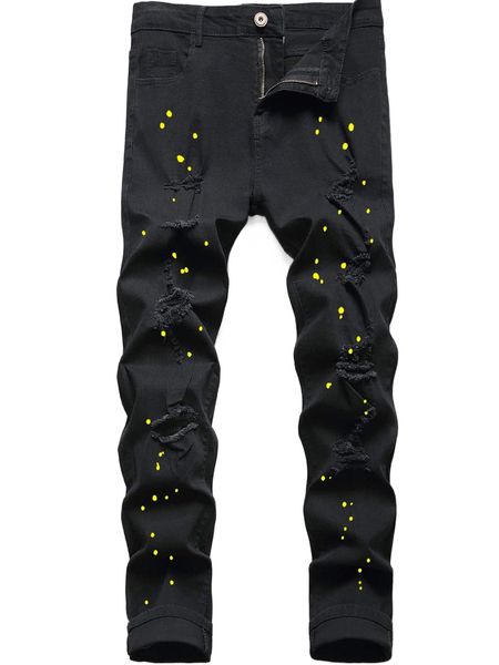 romwe guys dalmatian ripped jeans e77f#, Blue 
romwe guys dalmatian ripped jeans e77f#, Blue