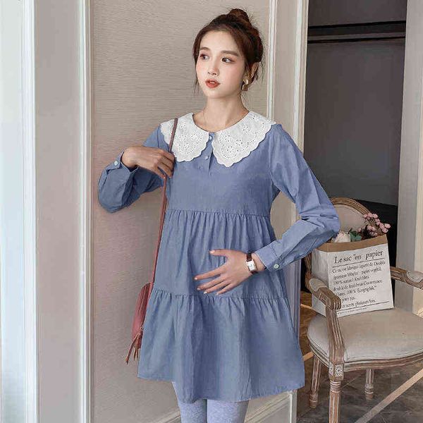 sweet peter pan collar dress for motherhood autumn fashion pregnant woman ball gown dress plus size female shirts long blouses j220628, White
sweet peter pan collar dress for motherhood autumn fashion pregnant woman ball gown dress plus size female shirts long blouses j220628, White