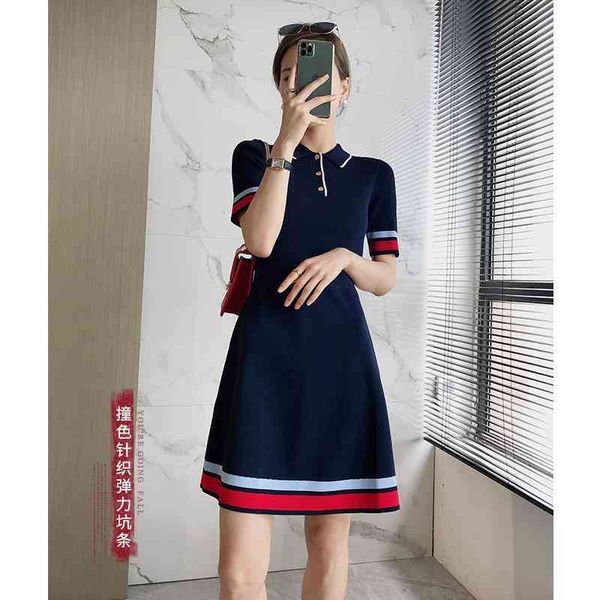 casual dresses summer ice silk knitting color contrast temperament slim dress women, Black;gray
casual dresses summer ice silk knitting color contrast temperament slim dress women, Black;gray