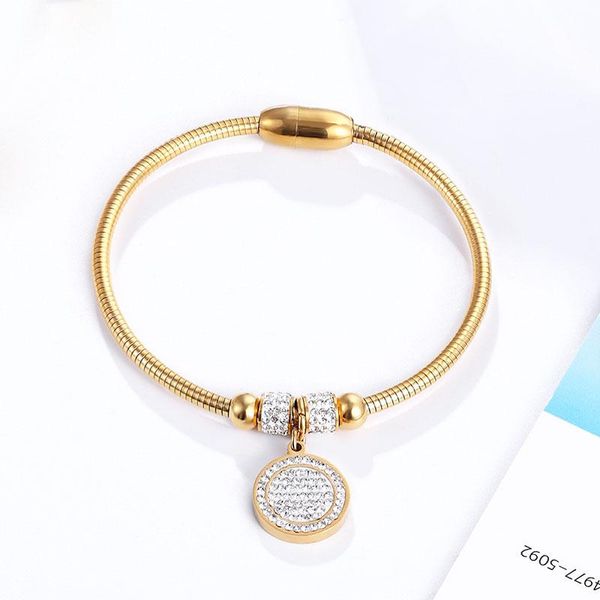 bangle beautiful full zircon circle charm bracelet for women stainless steel magnet clasp with snake chain gold plating, Black
bangle beautiful full zircon circle charm bracelet for women stainless steel magnet clasp with snake chain gold plating, Black