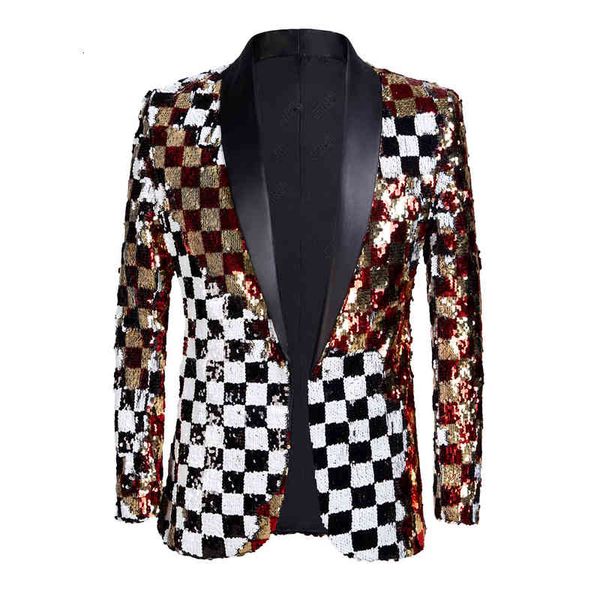 men's suits & blazers checkered sequin suit stage dress bridegroom, White;black
men's suits & blazers checkered sequin suit stage dress bridegroom, White;black