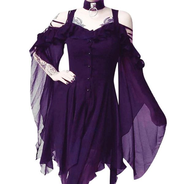 casual dresses elegant women dark black dress ruffle sleeves off shoulder gothic party mini vestidos 2022 autumn halloween ropa mujer, Black;gray
casual dresses elegant women dark black dress ruffle sleeves off shoulder gothic party mini vestidos 2022 autumn halloween ropa mujer, Black;gray