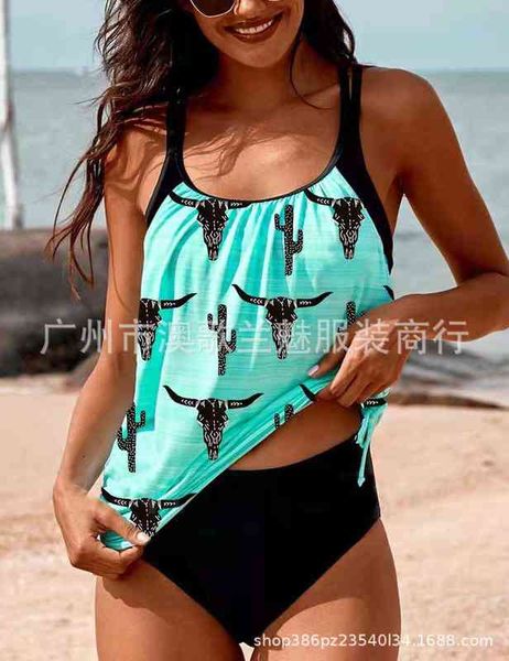 conservative split summer swimsuit suspender belly covering printed, White;black 
conservative split summer swimsuit suspender belly covering printed, White;black