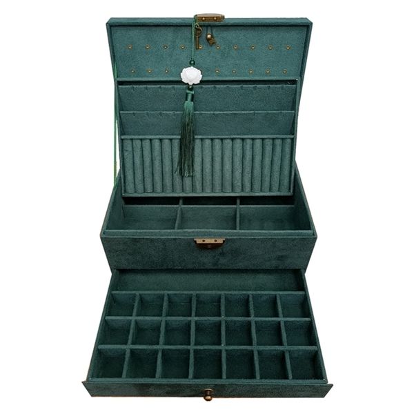 retro velvet jewelry box with large capacity dark green color 4 models 220428, Black;white
retro velvet jewelry box with large capacity dark green color 4 models 220428, Black;white
