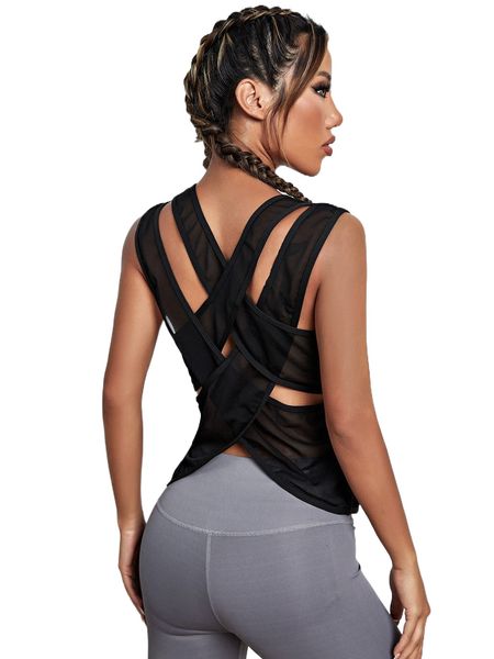 crisscross back sports tank b09o#, Gray 
crisscross back sports tank b09o#, Gray