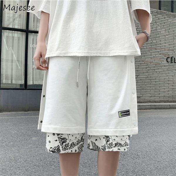 men casual shorts summer knee length side buttons patchwork fake 2 pieces harajuku high street wear retro jogger baggy oversize 220715, White;black
men casual shorts summer knee length side buttons patchwork fake 2 pieces harajuku high street wear retro jogger baggy oversize 220715, White;black