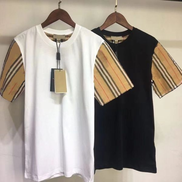 designer fashion brand b tee men's and women's plaid sleeve stitching t-shirt loose large size couple short sleeves, White;black
designer fashion brand b tee men's and women's plaid sleeve stitching t-shirt loose large size couple short sleeves, White;black