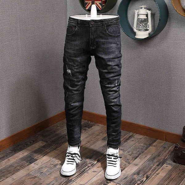 men's jeans black jeans men's simple broken holes korean youth elastic slim fit worn feet fashion trendy brand b1nt, Blue
men's jeans black jeans men's simple broken holes korean youth elastic slim fit worn feet fashion trendy brand b1nt, Blue
