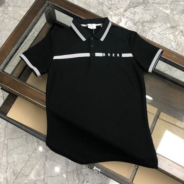 men s polos classic letters embroidery stripe pattern luxury high-quality fashion men's polo shirt black and white casual short sleeve, White;black
