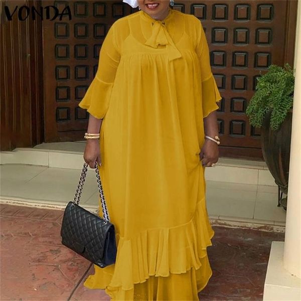 women solid sleeveless maxi dress vonda summer bow neck flare sleeve pleated ruffled long party sundress bohemian vestidos 220614, Black;gray
women solid sleeveless maxi dress vonda summer bow neck flare sleeve pleated ruffled long party sundress bohemian vestidos 220614, Black;gray