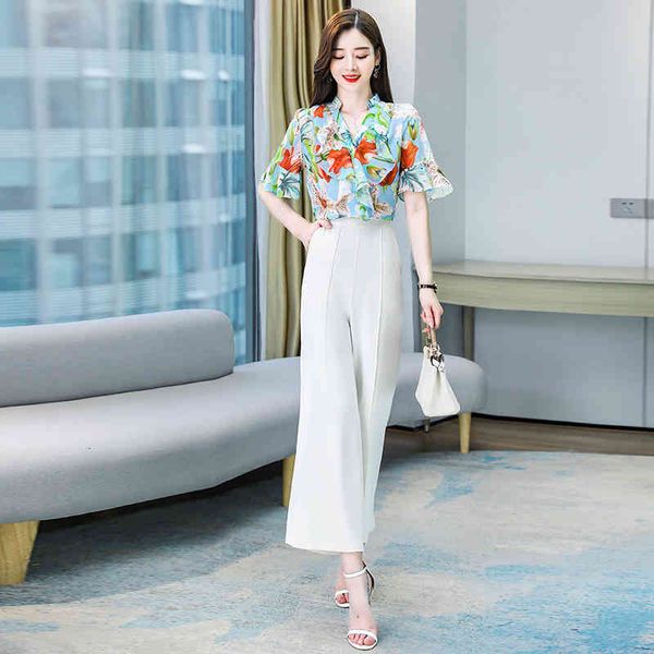 women's two piece pants floral chiffon shirt, wide leg set, women's 2022 summer clothes, fashion, foreign style, vertical sense, p, White
women's two piece pants floral chiffon shirt, wide leg set, women's 2022 summer clothes, fashion, foreign style, vertical sense, p, White