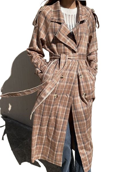 dazy plaid print raglan sleeve double breasted belted suede trench coat j8pl#, Tan;black
dazy plaid print raglan sleeve double breasted belted suede trench coat j8pl#, Tan;black