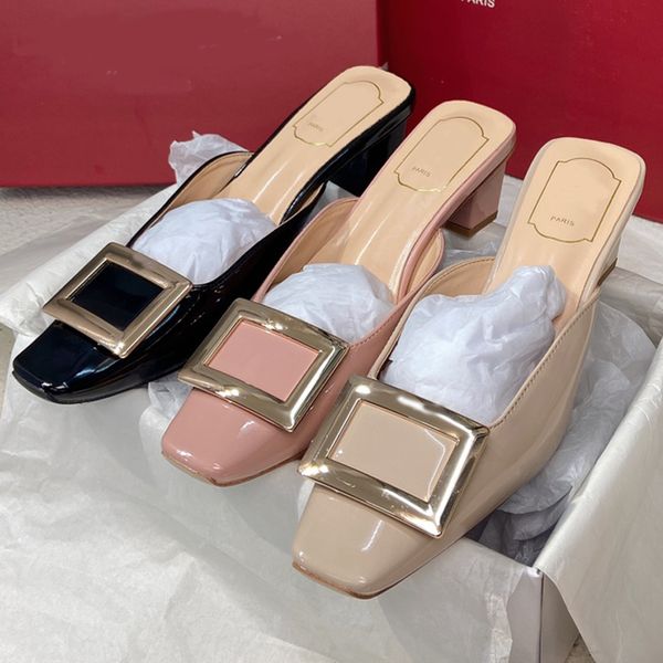 women slippers classic hardware square toe woman slides three colors comfortable thick heel summer sandals fashion temperament womens slippe, Black
women slippers classic hardware square toe woman slides three colors comfortable thick heel summer sandals fashion temperament womens slippe, Black