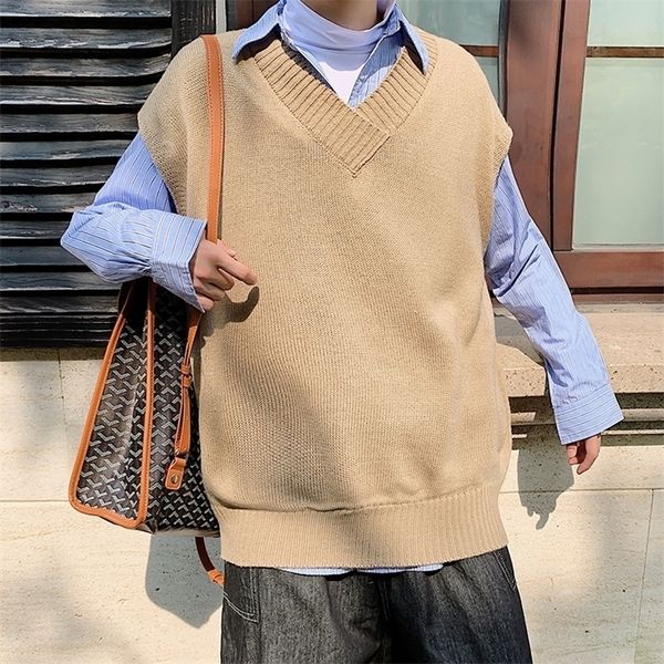 new men clothes sweater male ins korean style vneck jacket solid casual student beige khaki loose sleeveless sweater vest men 201125, White;black
new men clothes sweater male ins korean style vneck jacket solid casual student beige khaki loose sleeveless sweater vest men 201125, White;black