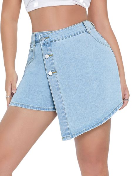 wrap asymmetrical hem denim skort g3do#, White;black
wrap asymmetrical hem denim skort g3do#, White;black
