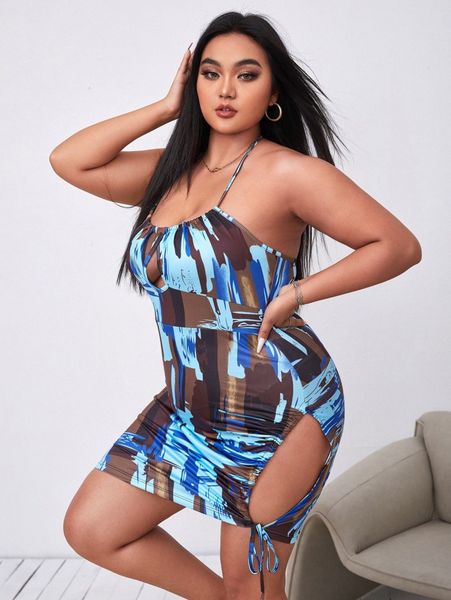 sxy plus allover print cut out tie side halterneck backless bodycon dress v0om#, Black
sxy plus allover print cut out tie side halterneck backless bodycon dress v0om#, Black