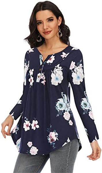 fashion women's t-shirt floral v-neck casual shirt short sleeve/long sleeve shirt button tunic, White
fashion women's t-shirt floral v-neck casual shirt short sleeve/long sleeve shirt button tunic, White
