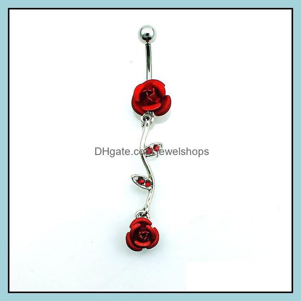 body piercing belly button rings fashion stainless steel barbell dangle red rhinestone double rose navel jewelry drop delivery 2021 bell e, Silver
body piercing belly button rings fashion stainless steel barbell dangle red rhinestone double rose navel jewelry drop delivery 2021 bell e, Silver