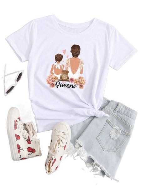 letter & figure graphic tee n9oa#, White
letter & figure graphic tee n9oa#, White