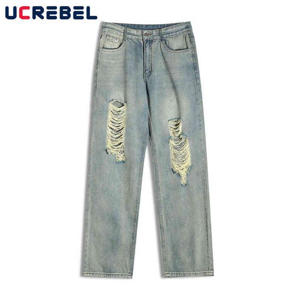 ripped hole denim pants mens loose straight-leg pants denim pants streetwear washed distressed casual jeans men t220803, Blue
ripped hole denim pants mens loose straight-leg pants denim pants streetwear washed distressed casual jeans men t220803, Blue