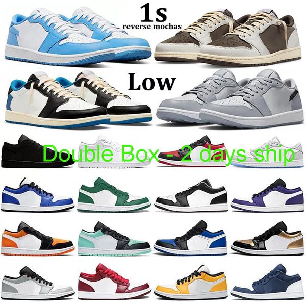 with double box 2 days ship reverse mochas 1 1s men women basketball shoes bred toe shadow white wolf light smoke grey marina blue homage po
with double box 2 days ship reverse mochas 1 1s men women basketball shoes bred toe shadow white wolf light smoke grey marina blue homage po