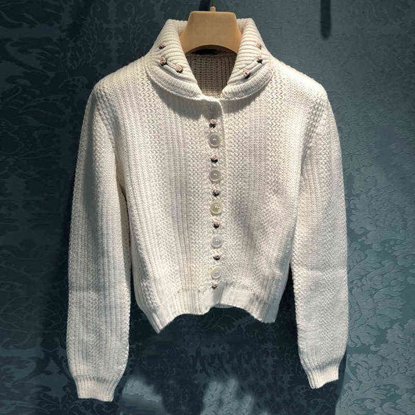 autumn and winter new sweater cardigan polo embroidery three-dimensional flower outerwear jacket, White;black
autumn and winter new sweater cardigan polo embroidery three-dimensional flower outerwear jacket, White;black