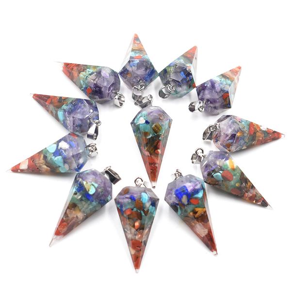 7 chakras resin hexagon pointed cone charms pendant pendulum for diy jewelry making necklaces wholesale, Bronze;silver
7 chakras resin hexagon pointed cone charms pendant pendulum for diy jewelry making necklaces wholesale, Bronze;silver
