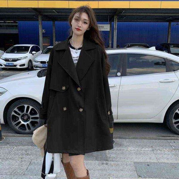 women's trench coats windbreaker coat autumn 2021 korean small man medium long loose sleeve temperament versatile t220815, Tan;black
women's trench coats windbreaker coat autumn 2021 korean small man medium long loose sleeve temperament versatile t220815, Tan;black