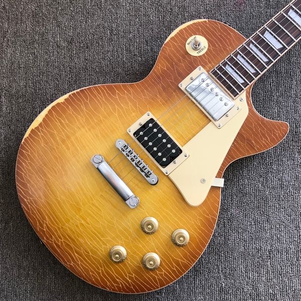 relic electric guitar, one piece of neck and body, rosewood fingerboard, chrome hardware, flame maple frets binding, tune-o-matic bridge, s
relic electric guitar, one piece of neck and body, rosewood fingerboard, chrome hardware, flame maple frets binding, tune-o-matic bridge, s