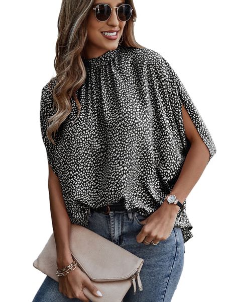 dalmatian print tie back blouse d8lt#, White
dalmatian print tie back blouse d8lt#, White