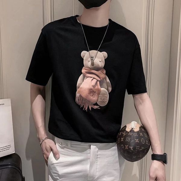 2022 bear tee t-shirt men's short sleeve summer thin new simple and versatile printed t-shirt trend brand plus size, White;black
2022 bear tee t-shirt men's short sleeve summer thin new simple and versatile printed t-shirt trend brand plus size, White;black
