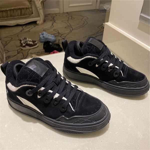 lovers casual shoes ankle boots couple trend color big tongue skateboard sneakers, Black
lovers casual shoes ankle boots couple trend color big tongue skateboard sneakers, Black