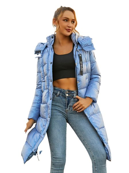 ziai patched detail hooded puffer coat 49yc#, Black
ziai patched detail hooded puffer coat 49yc#, Black