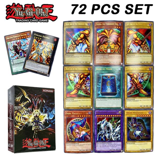 

72pcs yugioh card holographic letter in english dark magician girl blue eyes collection yu gi oh xyz monster trading card game 220713