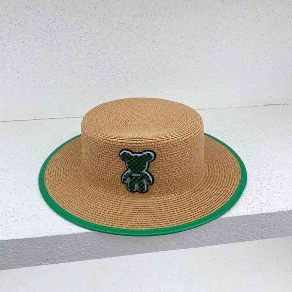 ball caps design spring and summer green leather bag brim check bear flat wide brimmed straw hat 4iuw, Blue;gray 
ball caps design spring and summer green leather bag brim check bear flat wide brimmed straw hat 4iuw, Blue;gray