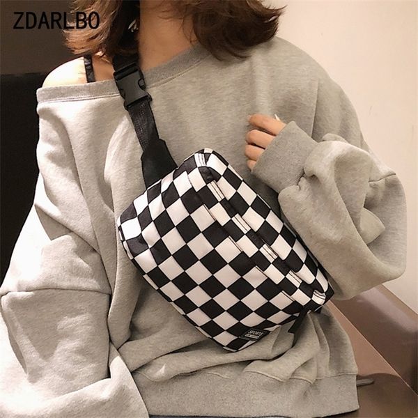 black white plaid women's waist bag fanny pack female banana belt bags shoulder crossbody chest bag hip bum purse 220513
black white plaid women's waist bag fanny pack female banana belt bags shoulder crossbody chest bag hip bum purse 220513