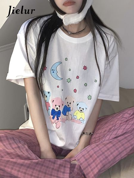 jielur cute bear cartoon tshirts for women girl summer oneck short sleeve white black t shirt loose casual simple female 220615
jielur cute bear cartoon tshirts for women girl summer oneck short sleeve white black t shirt loose casual simple female 220615