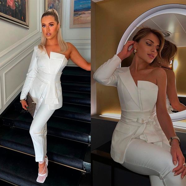 2022 bridesmaid dresses for women white suit one shoulder jacket pencil pants office daily suits custom made, White;pink
2022 bridesmaid dresses for women white suit one shoulder jacket pencil pants office daily suits custom made, White;pink