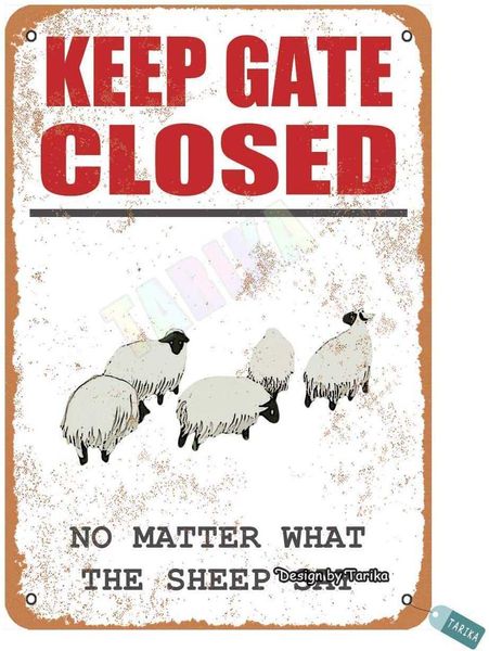 keep gate closed, no matter what the sheep say for home, yard, farm, outdoor, street metal vintage tin sign wall decoration 12x8 inches
keep gate closed, no matter what the sheep say for home, yard, farm, outdoor, street metal vintage tin sign wall decoration 12x8 inches