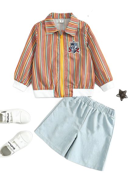 toddler boys colorful striped letter patched jacket & solid shorts 04oz#, Black;white
toddler boys colorful striped letter patched jacket & solid shorts 04oz#, Black;white